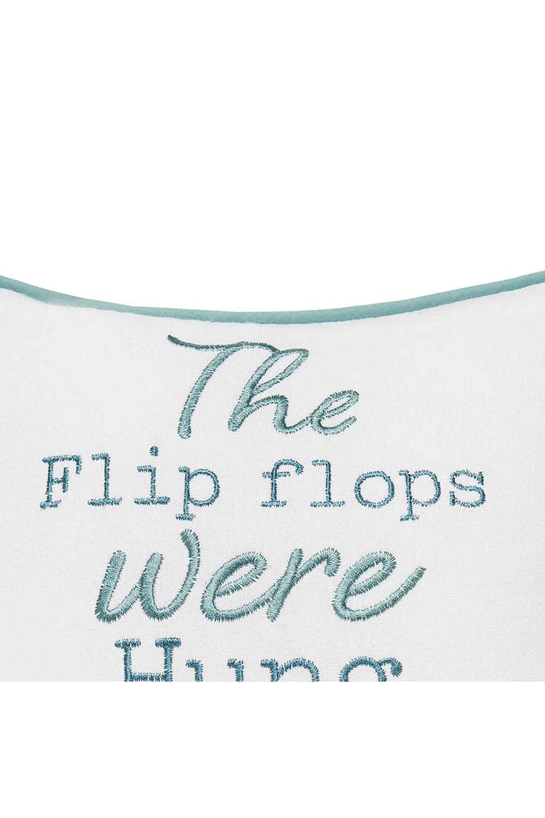 "Flip Flops Were Hung" Sandals Cotton Blend Mini Accent Pillow 10" x 10", Alternate, color, Blue