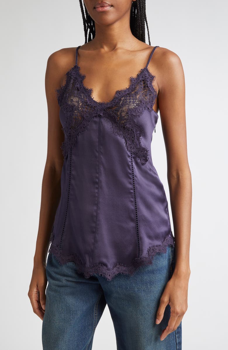 Isabel Marant Diandra Stretch Silk Camisole, Alternate, color, Black Midnight