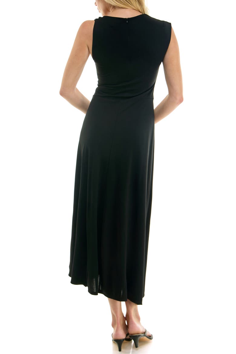 Asymmetric Side Ruched Midi Dress, Alternate, color, BLACK