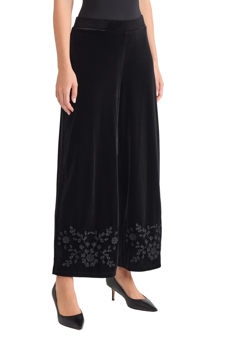 Embroidered Wide Leg Crop Pants, Alternate, color, JONES BLACK