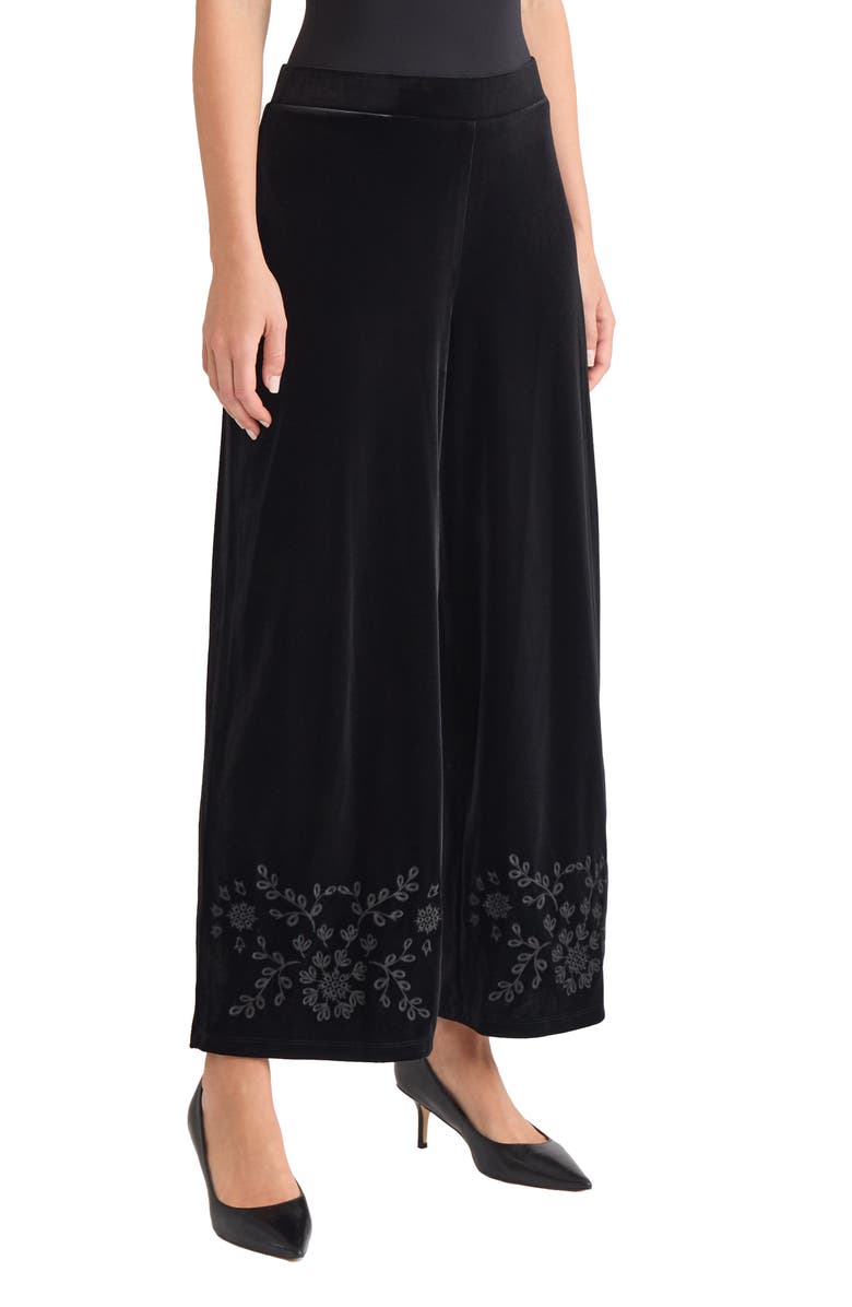 Jones New York Embroidered Wide Leg Crop Pants, Alternate, color, Jones Black