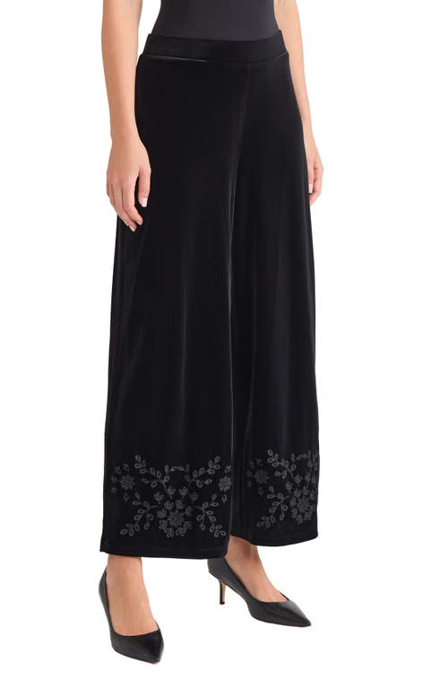 Jones New York Embroidered Wide Leg Crop Pants In Black