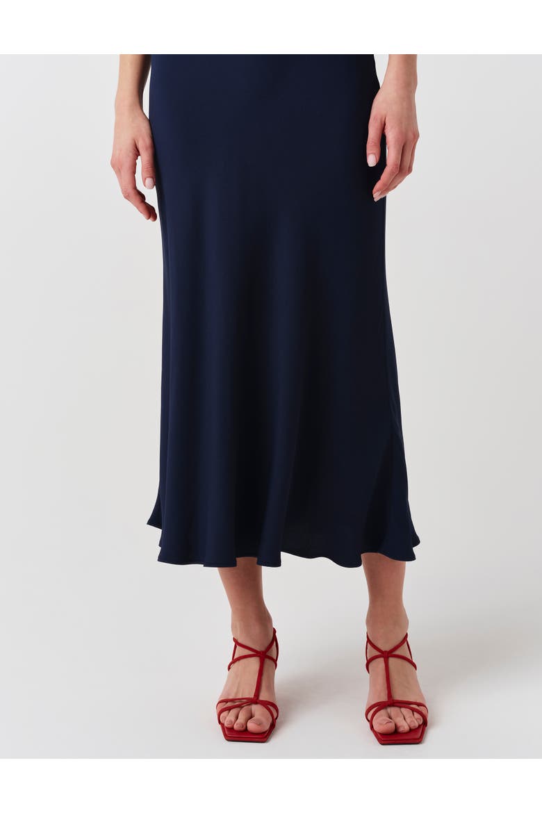 Lyra Crepe Midi Skirt, Alternate, color, Navy