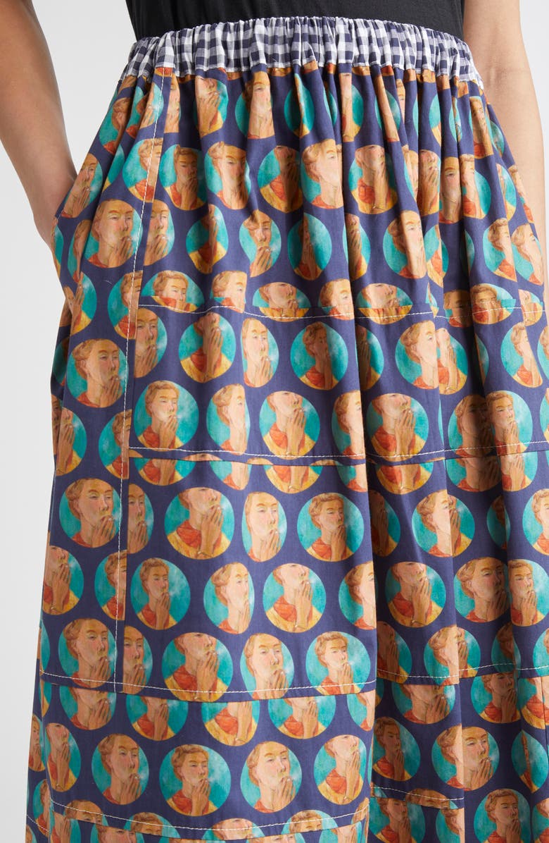 Tao Comme des Garçons Mixed Print Cotton Broadcloth Midi Skirt, Alternate, color, 