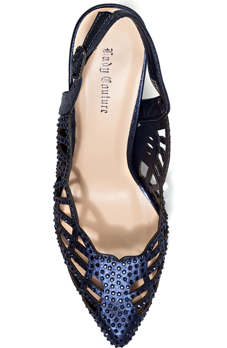 LADY COUTURE Rhinestone Slingback Pump, Alternate, color, Navy