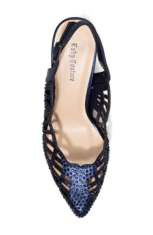 Lady Couture Rhinestone Slingback Pump In Navy