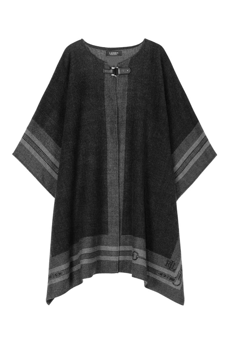Jacquard Belting Ruana, Main, color, BLACK/ CHARCOAL