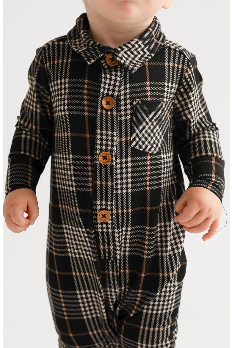 Kids' Sanders Plaid Long Sleeve Romper, Alternate, color, OXFORD