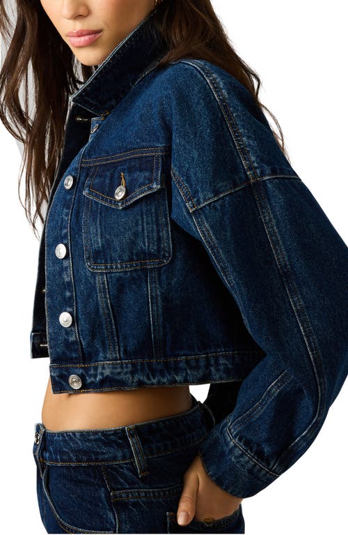 Steve Madden Brixton Crop Denim Jacket In Blue