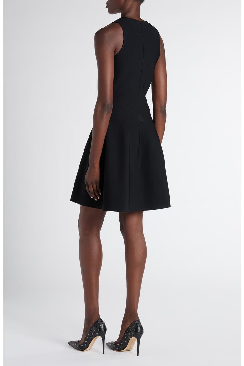 Metallic Lace Rib Cage Jacquard Fit & Flare Minidress, Alternate, color, BLACK