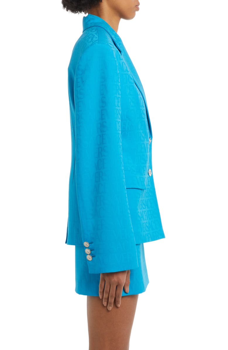 Versace Logo Jacquard Virgin Wool Blazer, Alternate, color, 