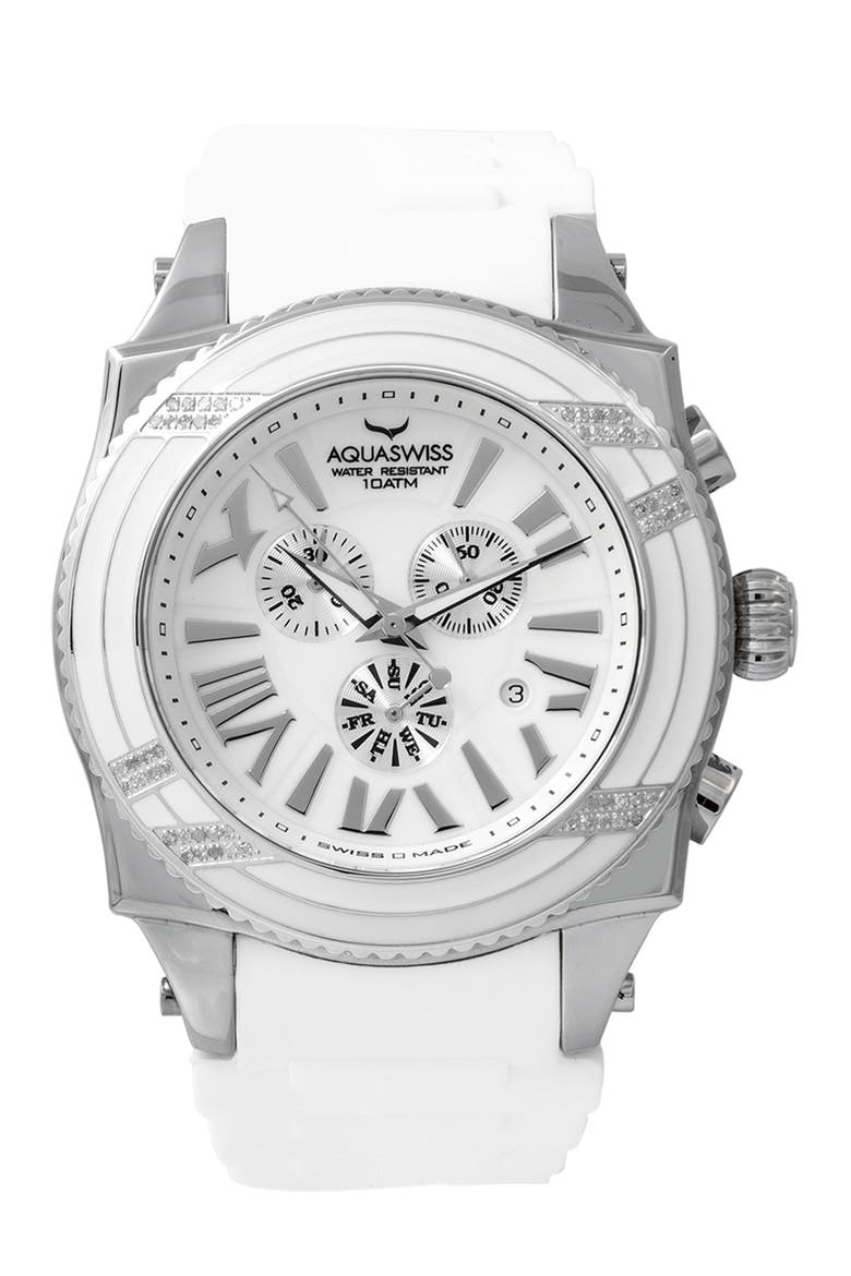 Men's Swissport XG D Diamond Sporty Watch, 63mm - 0.75 ctw, Main, color, WHITE