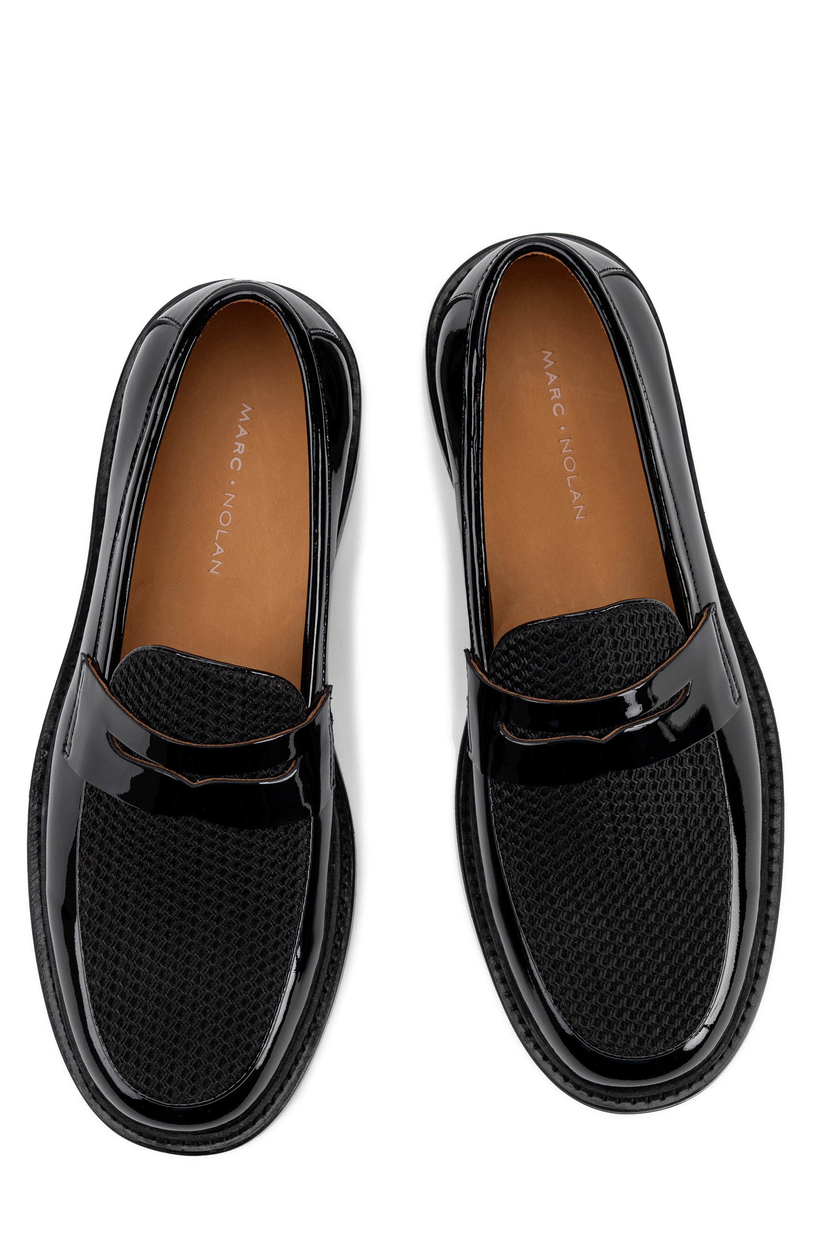 MARC NOLAN Calum Mesh Penny Loafer, Alternate, color, Black