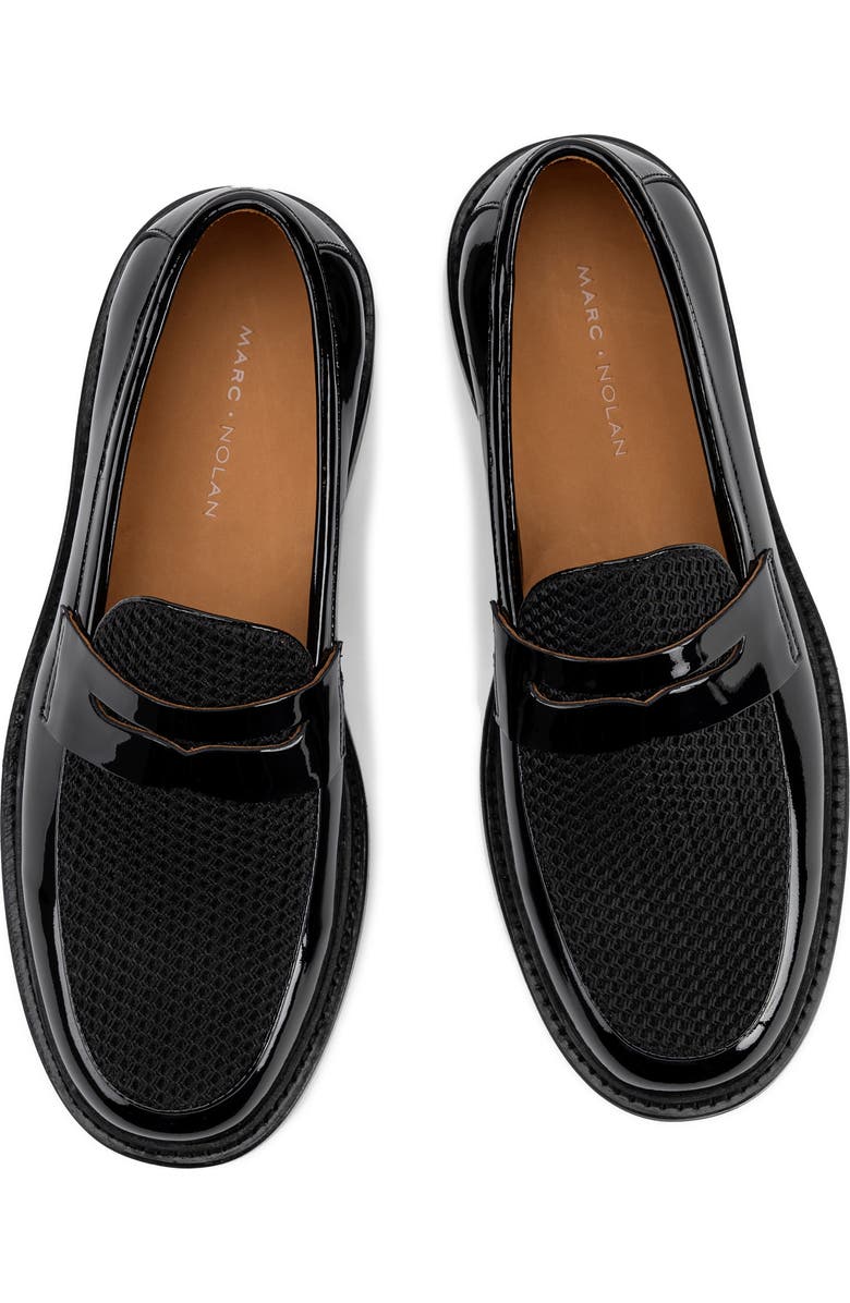 MARC NOLAN Calum Mesh Penny Loafer, Alternate, color, Black