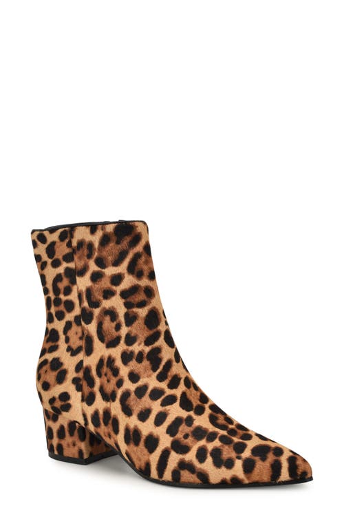 Nine West Maribu Leopard Print Genuine Calf Hair Bootie in Dark Natural at Nordstrom, Size 9