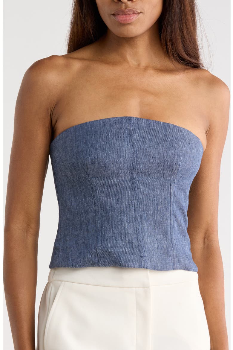 Jillian Strapless Bustier Crop Top, Main, color, MEDIUM INDIGO