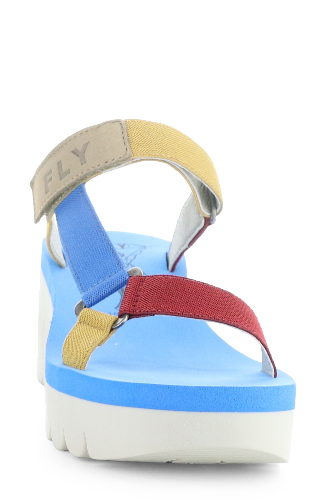 Fly London Yaka Platform Wedge Sandal, Alternate, color, 003 Cloud/Multi/Azur