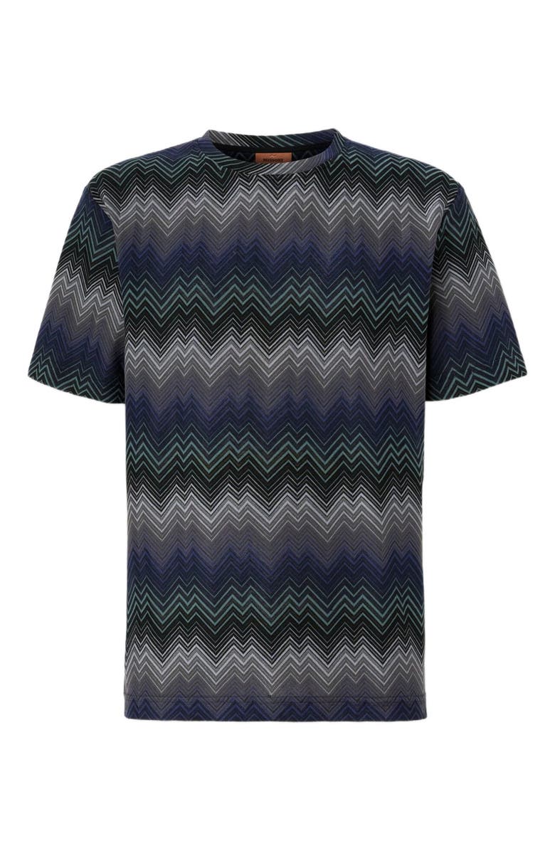 Missoni Crew Neck T-shirt With Irregular Zigzag, Alternate, color, Blue & Green