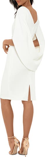 Cape Sleeve Crepe Sheath Dress
