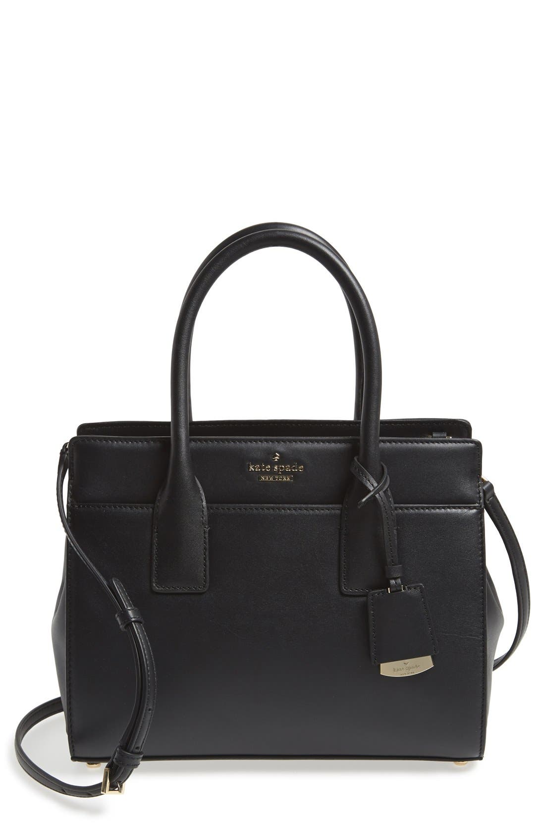 'lucca drive - small candace' leather satchel, Main, color, BLACK