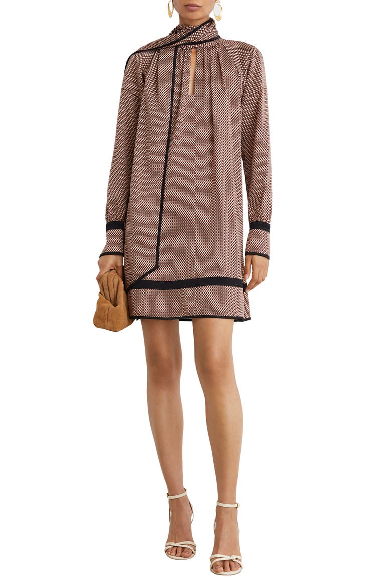 Alwen Tie-Neck Minidress, Main, color, RED