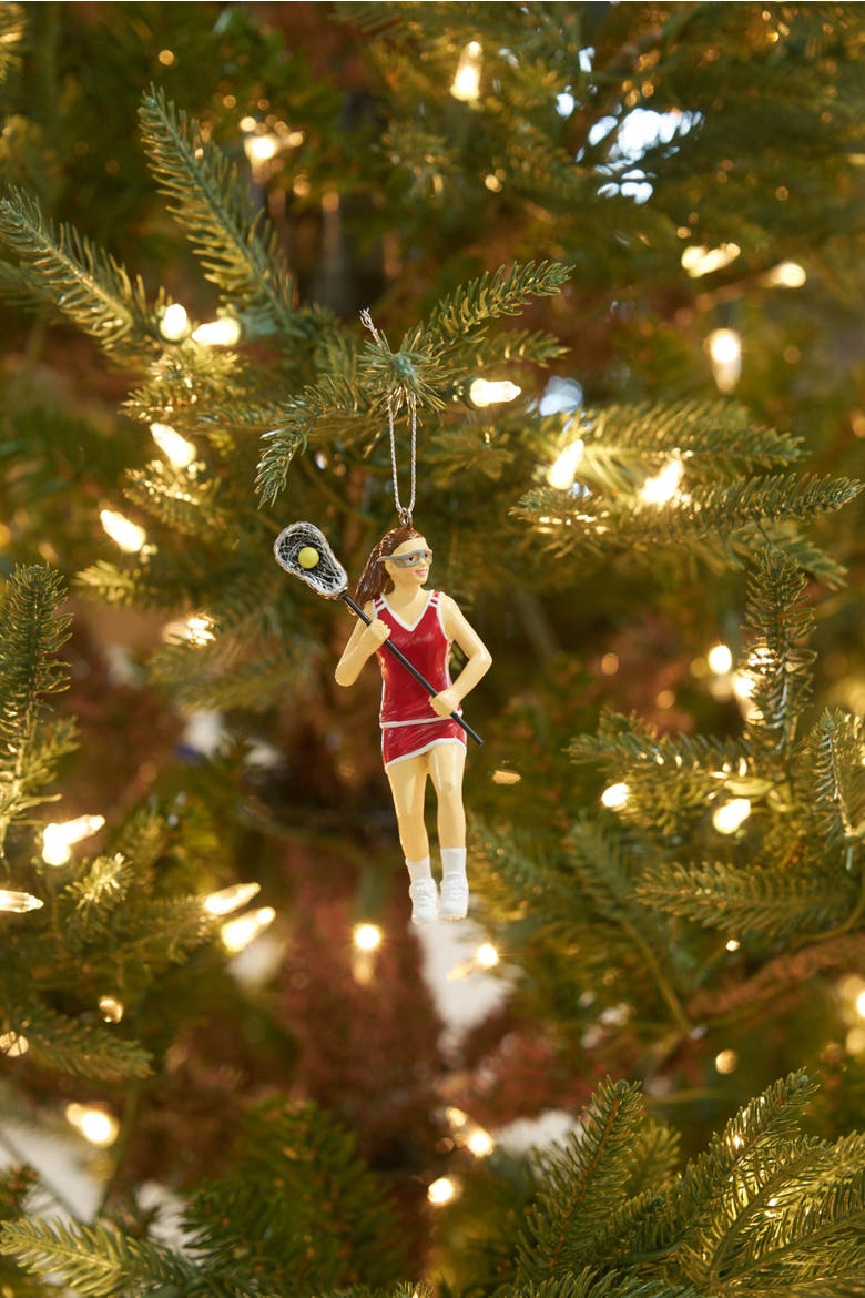 Lacrosse Girl Player Ornament, Alternate, color, Red