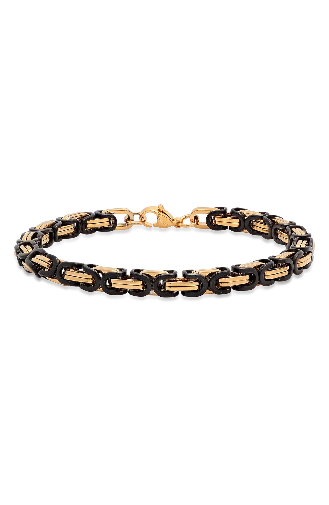 HMY JEWELRY Men's Two-Tone Byzantine Chain Bracelet