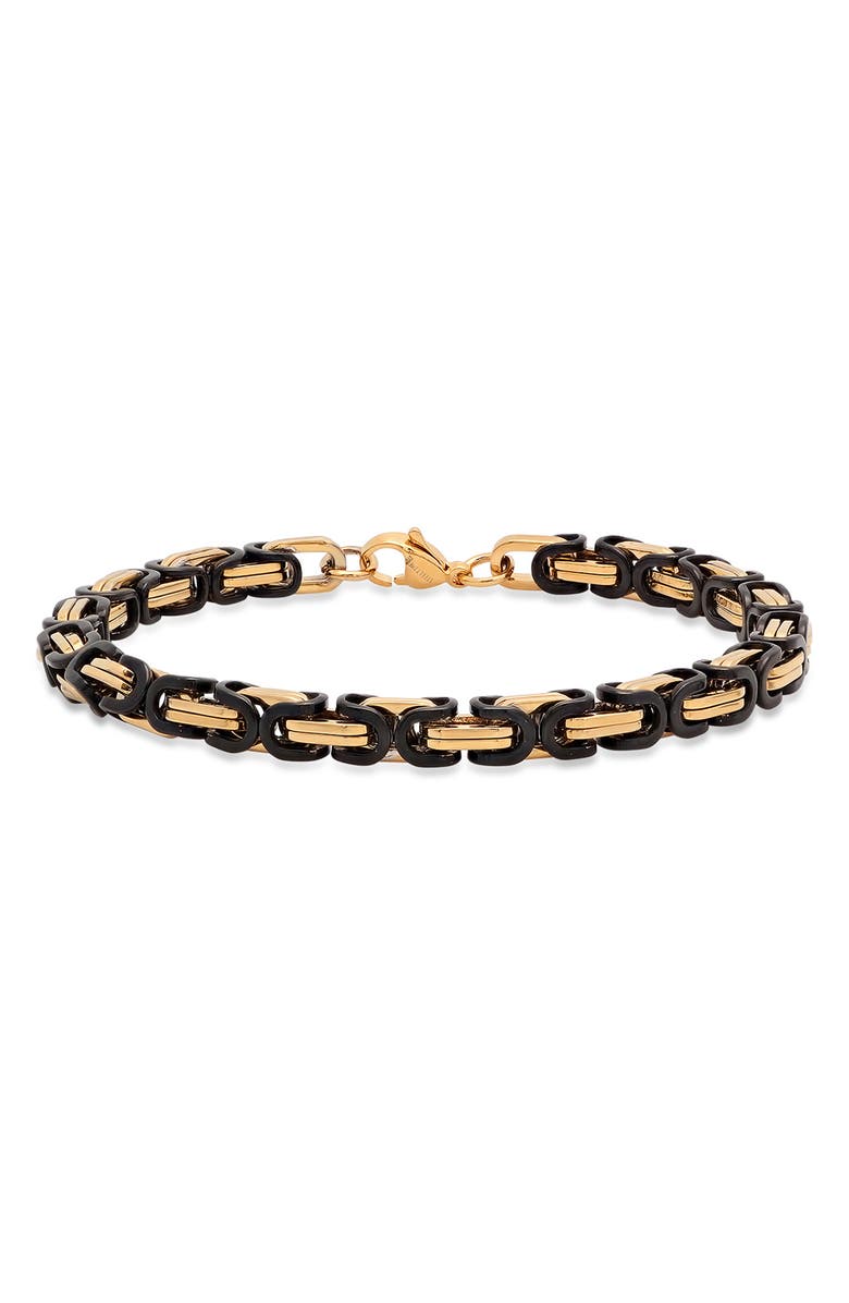 HMY JEWELRY Men's Two-Tone Byzantine Chain Bracelet, Main, color, Two Tone