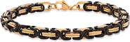 HMY JEWELRY Men's Two-Tone Byzantine Chain Bracelet