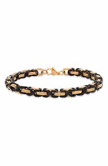 HMY JEWELRY Men's Two-Tone Byzantine Chain Bracelet