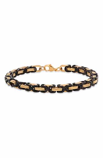 HMY JEWELRY Men's Two-Tone Byzantine Chain Bracelet