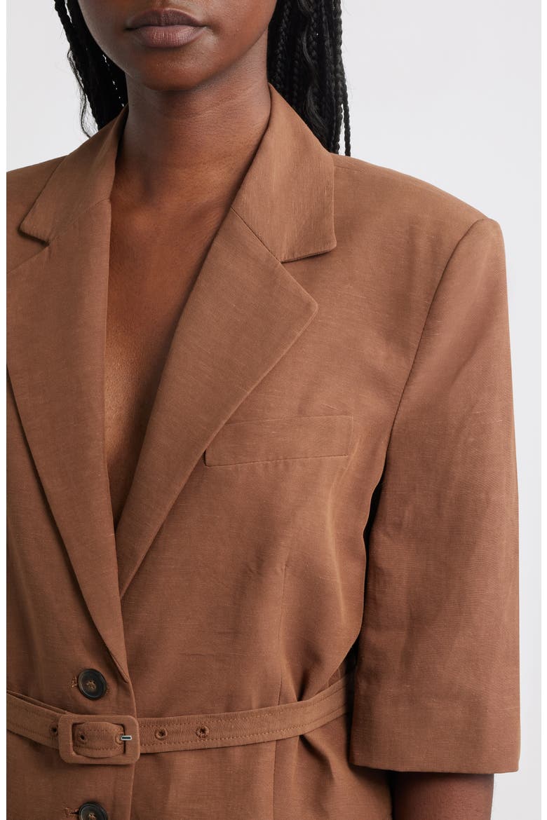 Argelia Short Sleeve Belted Blazer, Alternate, color, CHOCOLATE