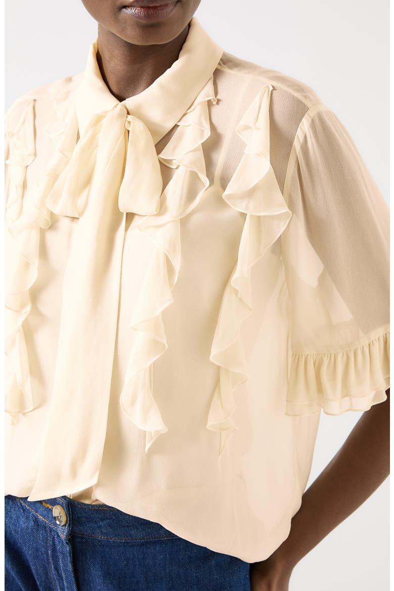 Corissa Ruffle Chiffon Button-Up Shirt, Alternate, color, IVORY