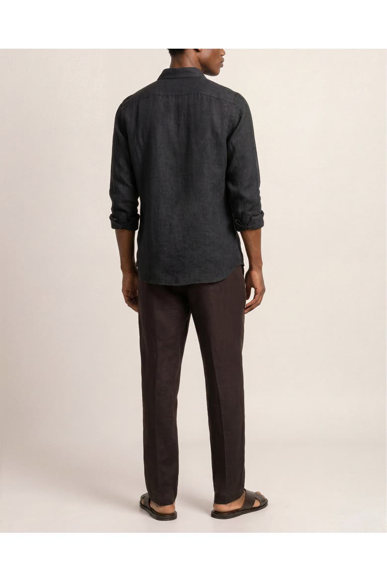 Giles Lino Tailored Fit Italian Linen Shirt, Alternate, color, Pietra Grey