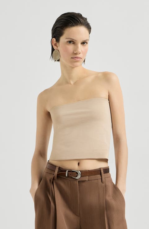 Stretch cotton jersey bandeau top