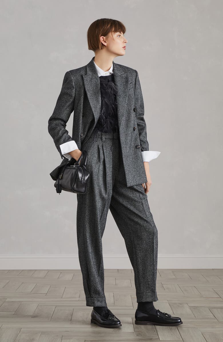 Brunello Cucinelli Carded chevron blazer, Alternate, color, 