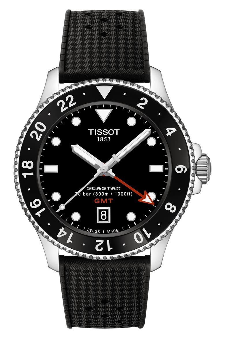 Seastar 1000 GMT Bracelet Watch, 40mm, Main, color, BLACK