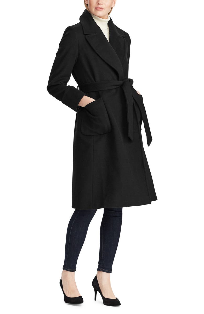 Lauren Ralph Lauren Wool Blend Wrap Coat, Alternate, color, 