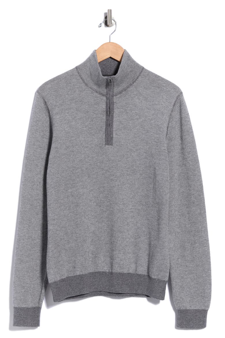 Birdseye Quarter Zip Pullover, Main, color, MED H GREY/ PEARL