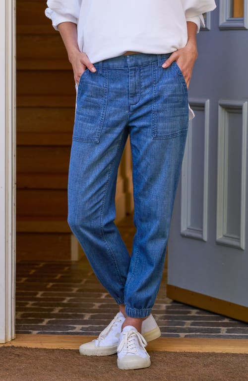 Frank & Eileen Utility Denim Joggers In Washed Blue