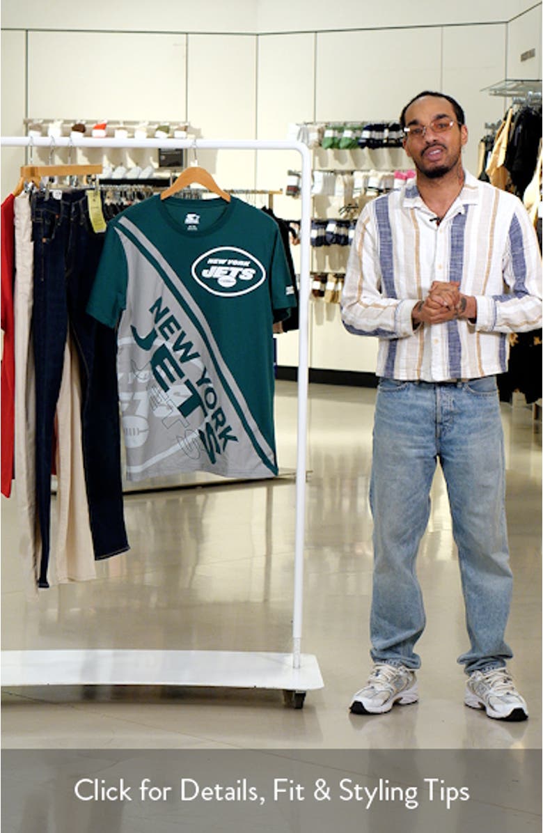 Men's Starter Green/White New York Jets Finish Line Extreme Graphic T-Shirt, sales video thumbnail