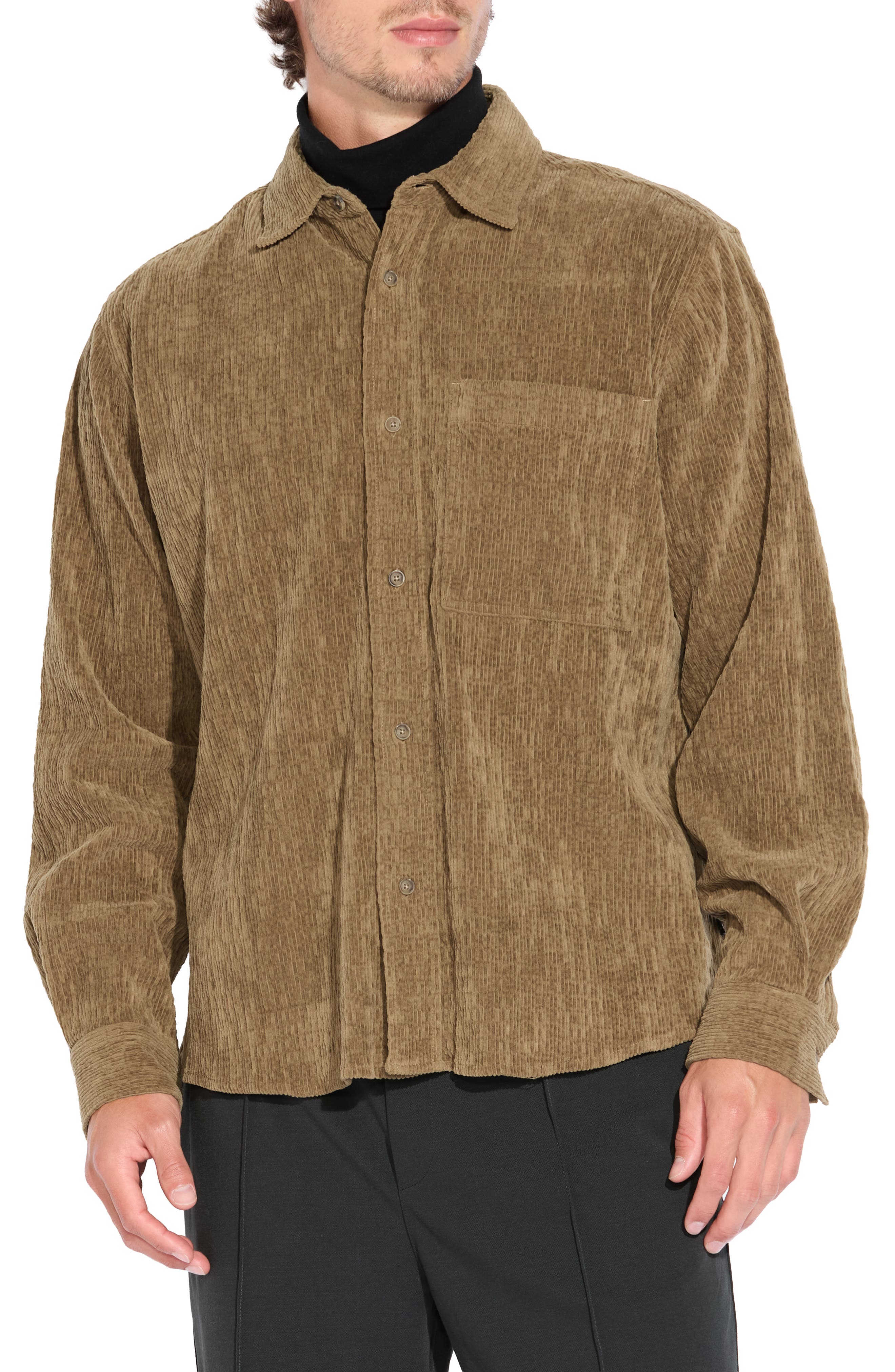 Relaxed Corduroy Button-Up Shirt