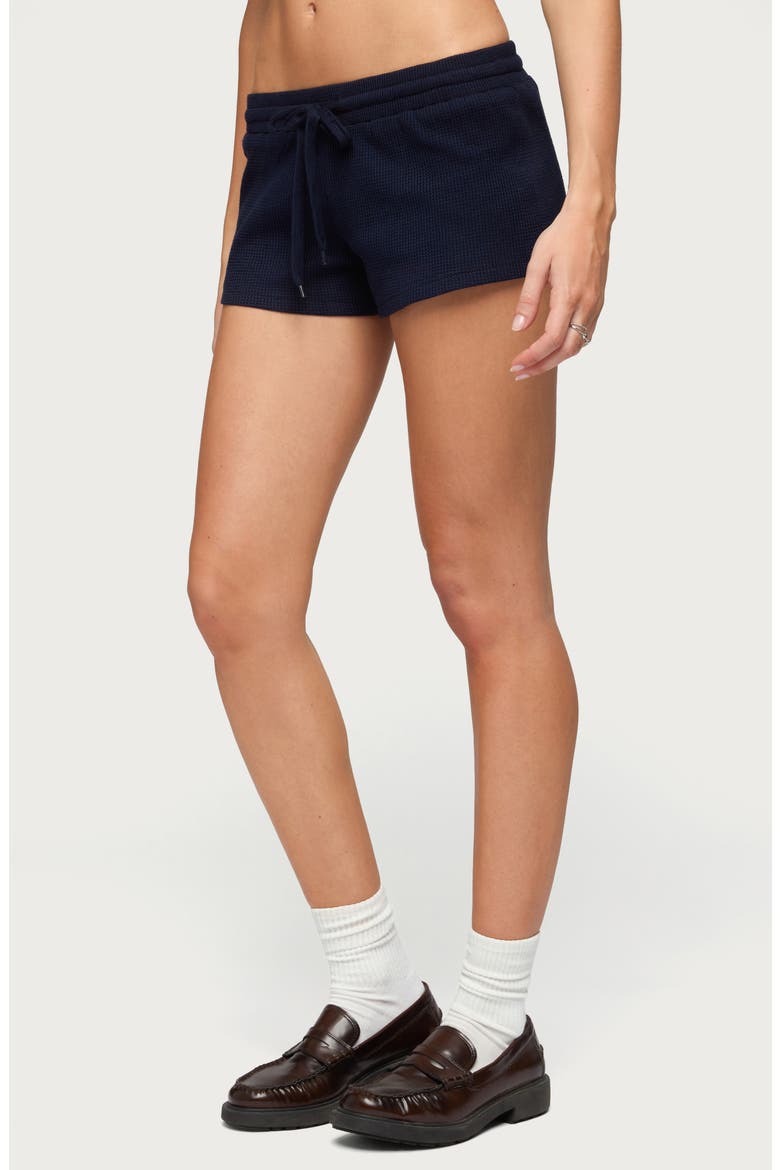 Baila Waffle Knit Drawstring Shorts, Alternate, color, NAVY