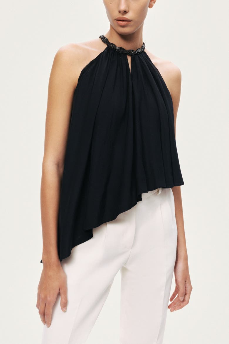 Embellished Halter Blouse, Alternate, color, Black