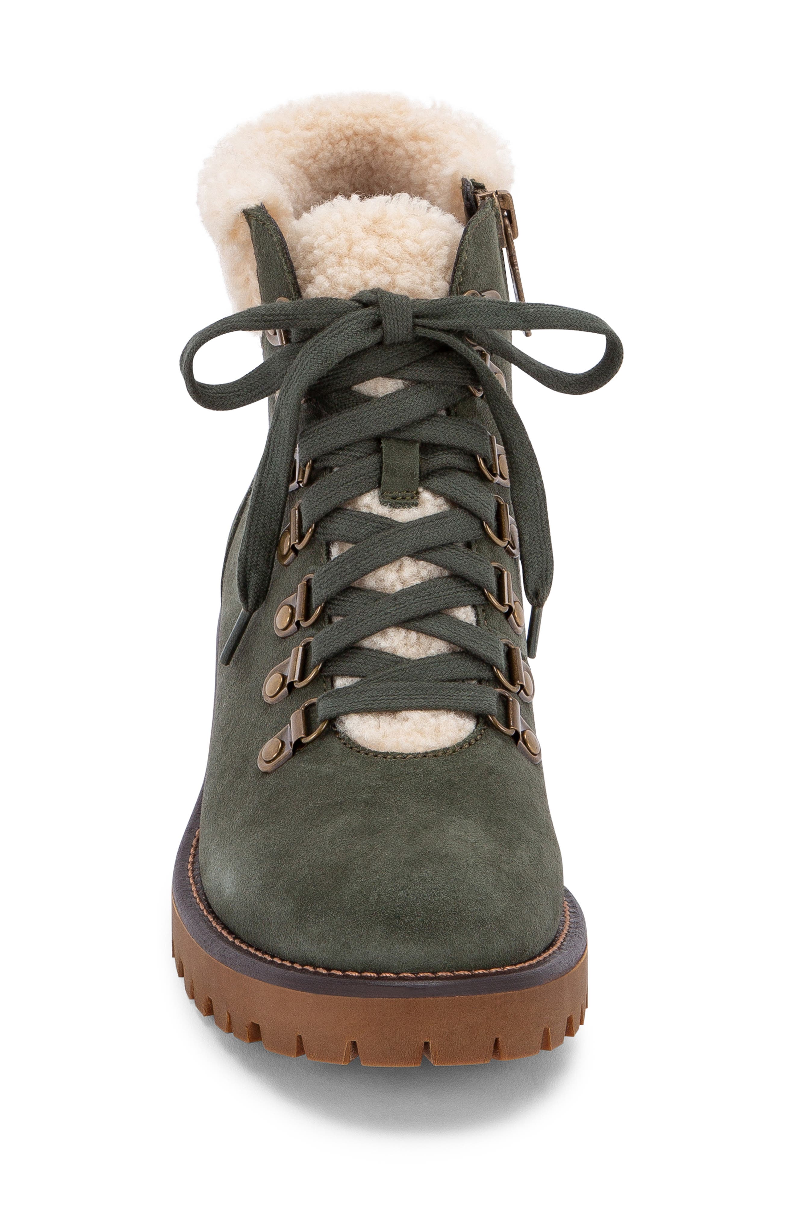 Melissa Faux Shearling Cuff Waterproof Boot, Alternate, color, OLIVE SUEDE
