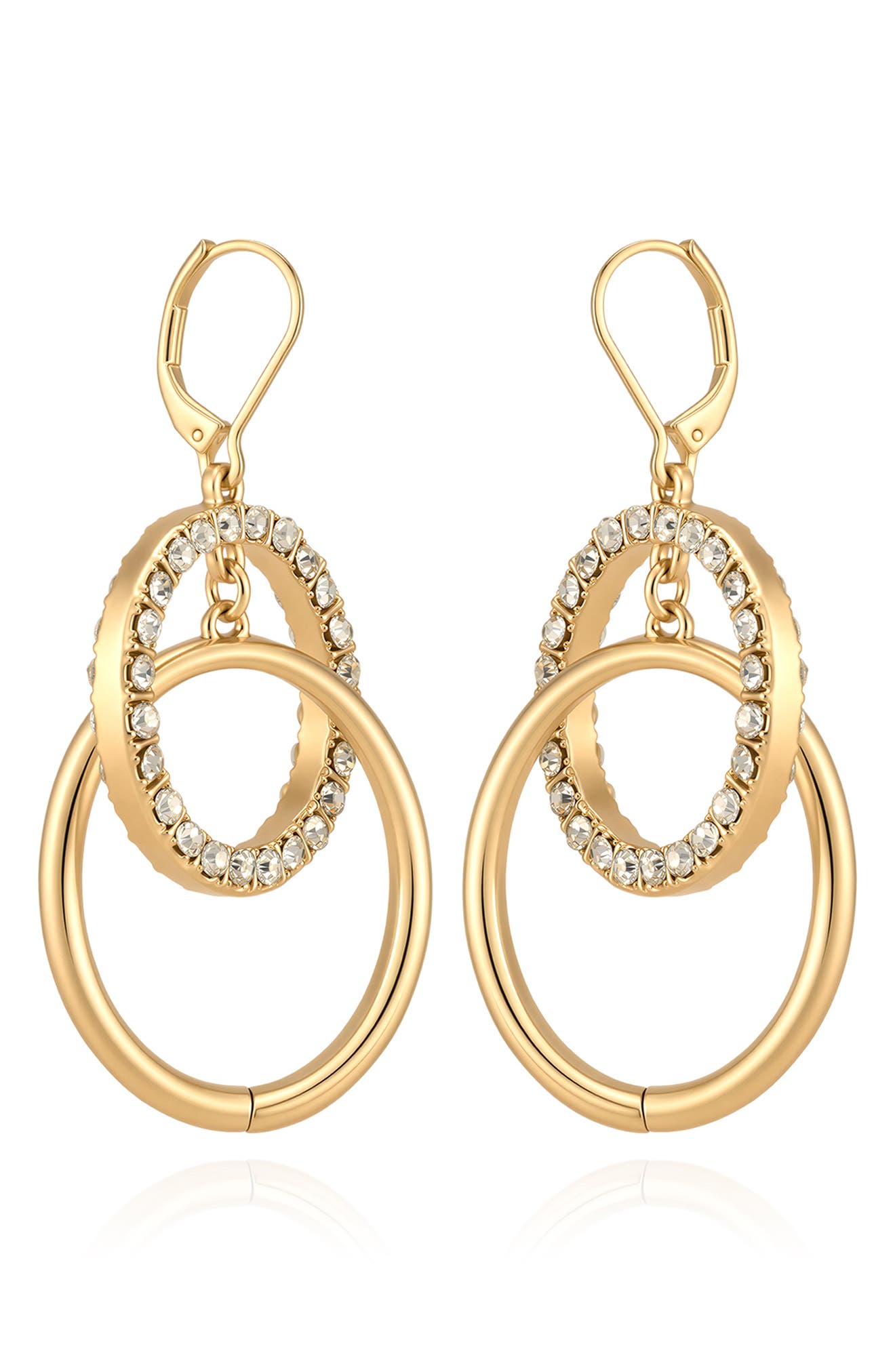 Crystal Double Hoop Drop Earrings