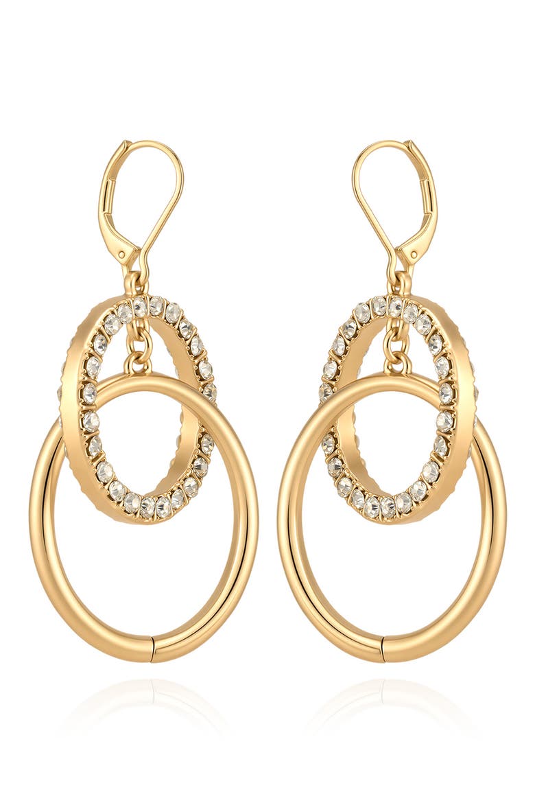 Crystal Double Hoop Drop Earrings, Main, color, GOLD