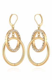 Crystal Double Hoop Drop Earrings