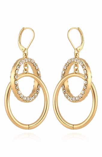Crystal Double Hoop Drop Earrings
