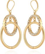 Vince Camuto Crystal Double Hoop Drop Earrings